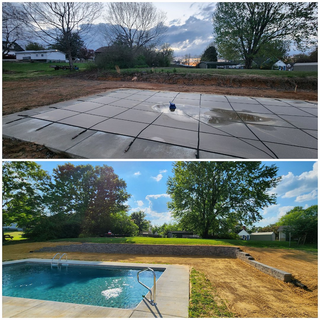 Pool Side Retaining Wall Installation 